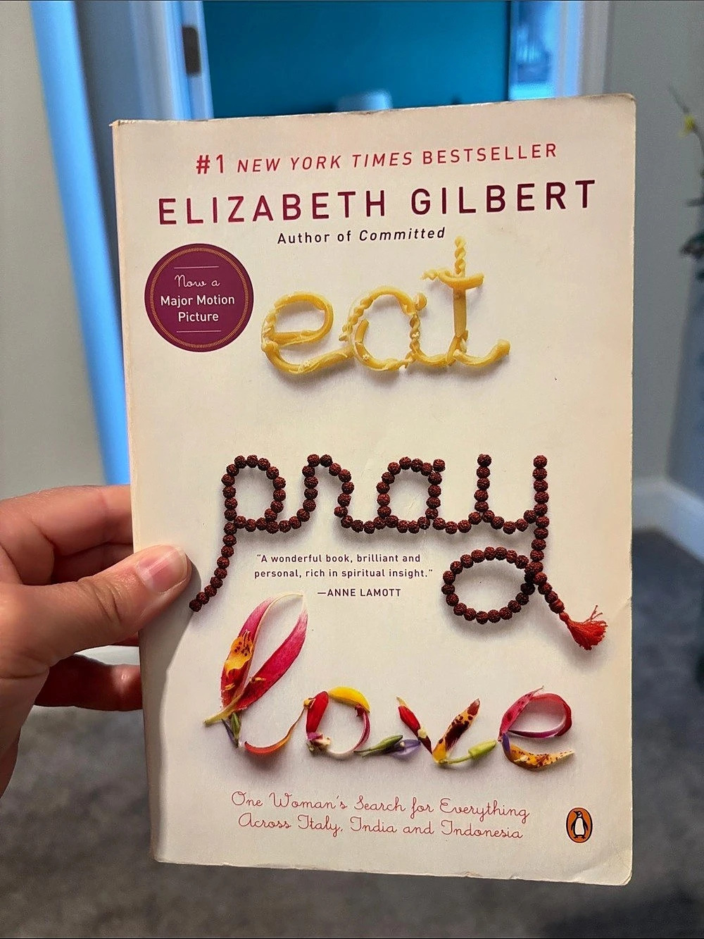 5 Eat Pray Love Paperback Book Cream Red